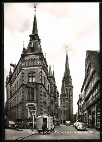 AK Oldenburg /Oldb., Rathaus mit Lamberti-Kirche
