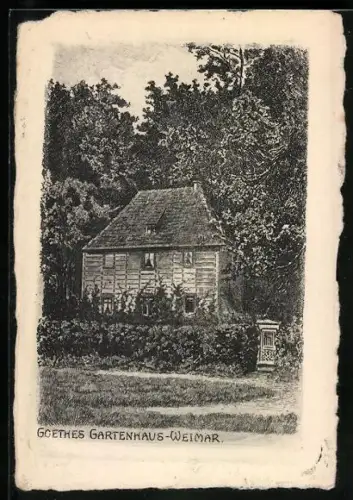 Künstler-AK Weimar / Thüringen, Goethes Gartenhaus