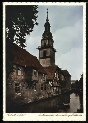 AK Erbach i. Odw., Partie an der Mümmling, Rathaus