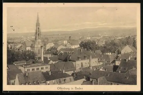 AK Offenburg in Baden, Stadtansicht mit Kirche