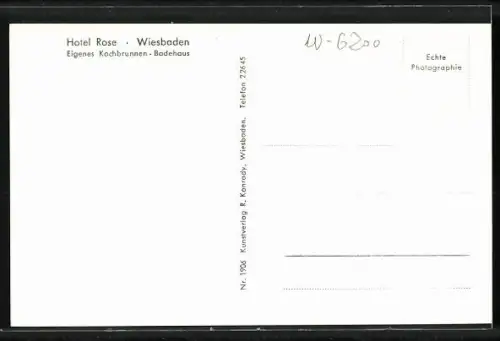 AK Wiesbaden, Hotel Rose, Ansicht von oben