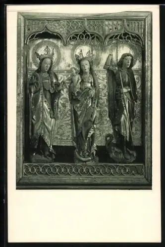 AK Bautzen, Marienaltar Stadtmuseum, Madonna mit Kind, Heilige, um 1480