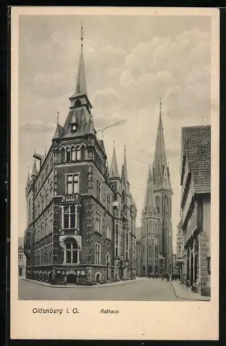 AK Oldenburg i. O., Rathaus mit Kirche