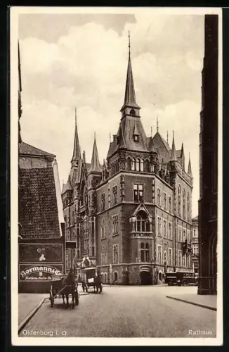 AK Oldenburg i. O., Rathaus, Strassenpartie