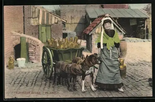 AK Belgischer Hundewagen, Zwei Hunde ziehen einen Wagen