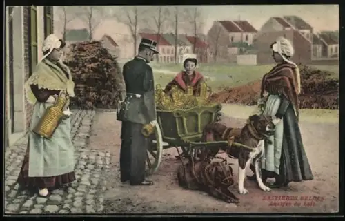AK Laitieres Belges, Analyse du Lait, Milchfrauen mit einem Hundegespann