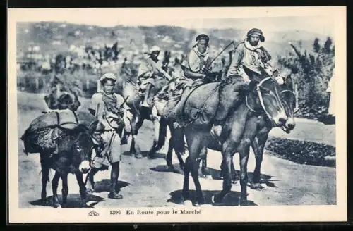 AK Männer mit ihren Packeseln, En Route pour le Marché