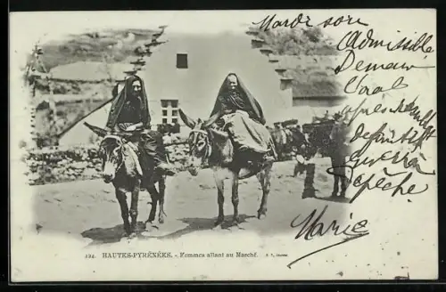 AK Zwei Frauen auf Eseln