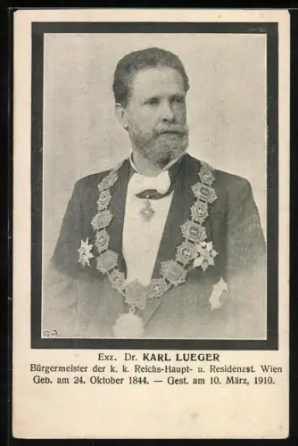 AK Portrait Bürgermeister Carl Lueger, 1844-1910