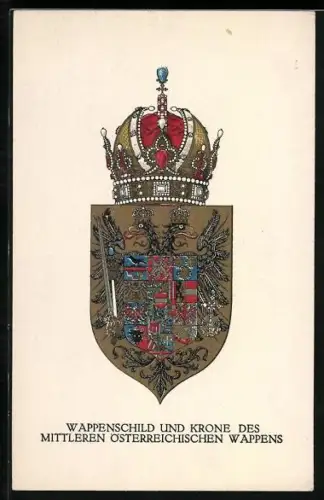 AK Nr.286: Wappenschild und Krone des mittleren österreichischen Wappens, Rotes Kreuz