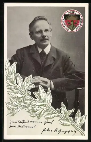 AK Deutscher Schulverein: Portrait Dichter Peter Rosegger