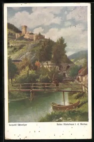 Künstler-AK Spitz an der Donau, Ruine Hinterhaus