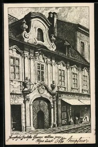 Künstler-AK Ulf Seidl: Wien, Landsitz aus der Zeit Maria Theresias, Penzinger Hauptstr. 34
