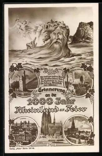 AK Worms, Speyer, Bingen, Schloss Rheinstein, 1000 Jahr Rheinland-Feier 1925