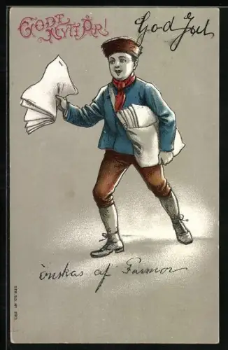 AK Zeitungsjunge preist seine Zeitungen an, Neujahr