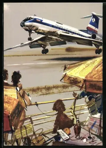 AK Tupolev TU-134 der LOT, Polish Airlines, Flugzeug