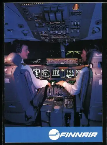 AK Flugzeug MD11 der Finnair, Cockpit