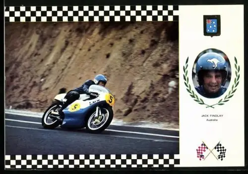 AK Rennfahrer Jack Findlay auf Jada-Motorrad