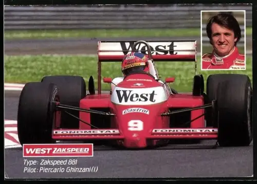 AK Rennfahrer Piercarlo Ghinzani auf Zakspeed, Autorennen