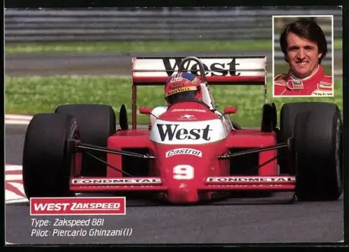 AK Rennfahrer Piercarlo Ghinzani auf Zakspeed, Autorennen