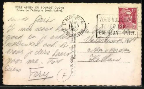 AK Bourget-Dugny, Port Aerien, Flughafen, Entrée de l`Aérogare