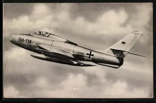 AK Flugzeug F 84 F-Verbandsflieger der Luftwaffe