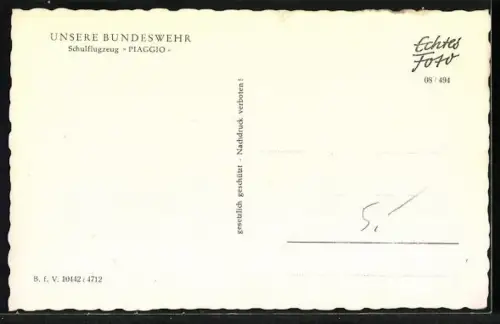 AK Schul-Flugzeug Piaggio der Luftwaffe