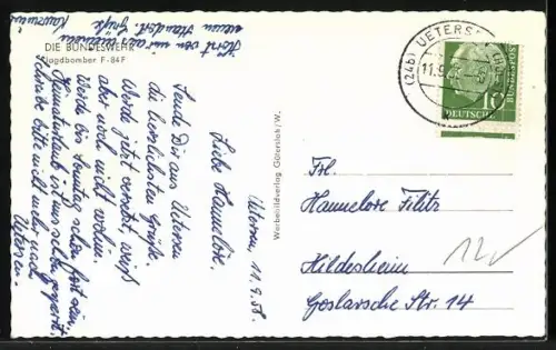 AK Flugzeug Jagdbomber F-84 F der Luftwaffe