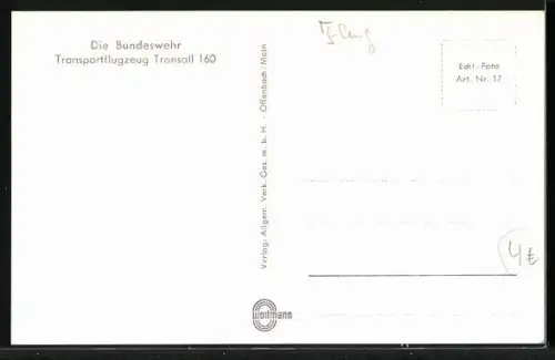 AK Transport-Flugzeug Transall 160 der Luftwaffe