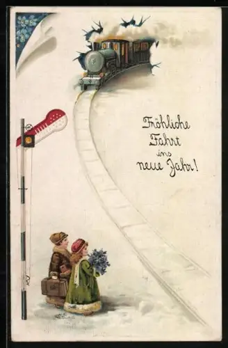 AK Eisenbahn bricht aus einem Papier