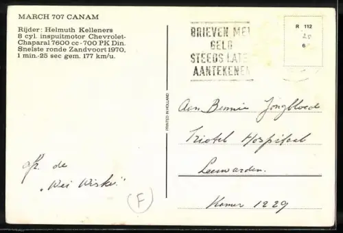 AK Rennfahrer Helmuth Kelleners auf March 707 Canam, Autorennen
