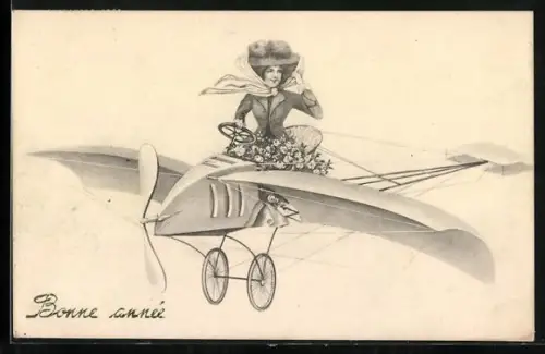 AK Dame in einem Flugzeug