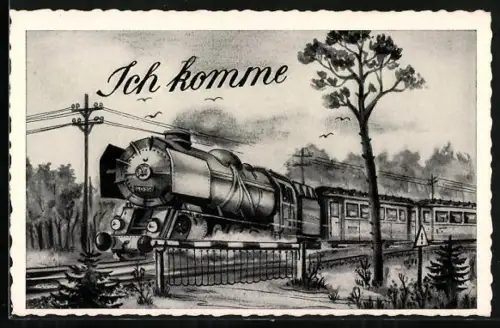 AK Eisenbahn passiert einen Bahnübergang