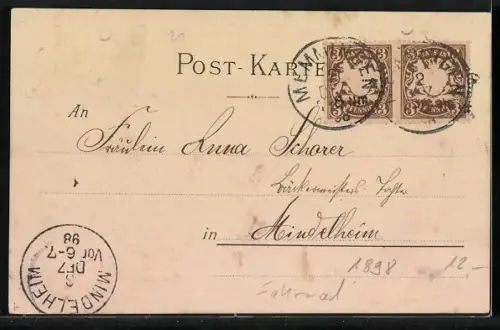 AK Dame winkt vom Fahrrad