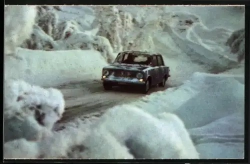 AK Auto Fiat 124 jenseits des Polarkreises