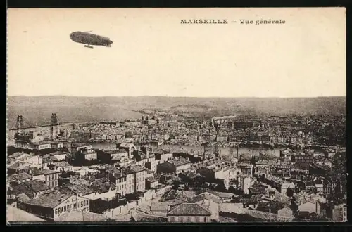 AK Marseille, Zeppelin, Vue générale
