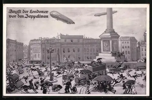 AK London, Anwohner fliehen vor Angst vor dem Zeppelin