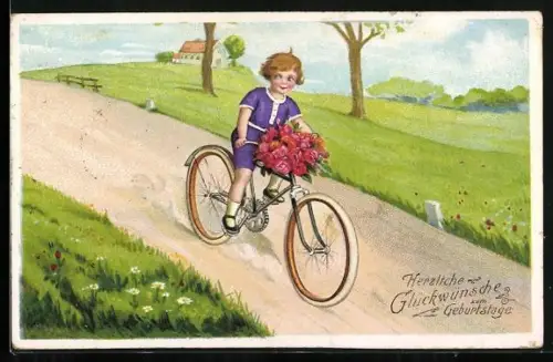 AK Knabe auf einem Fahrrad