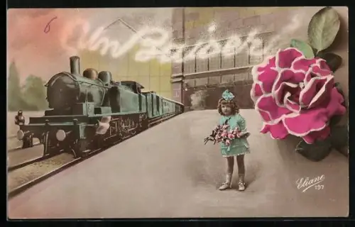 AK Eisenbahn in einem Bahnhof