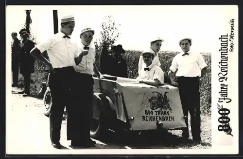 Foto-AK Reichenbach, 800 Jahre Reichenbach, Festumzug mit Festwagen und Teilnehmern, 1958