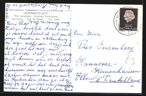 AK Valkenburg, Sprookjesbos Café Terrassen Restaurant Luilekkerland, Dir. B. Brück