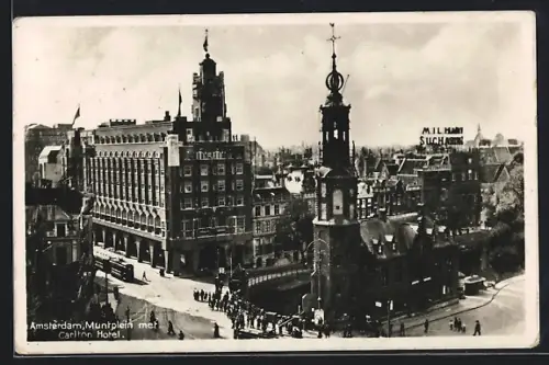 AK Amsterdam, Muntplein met Carlton Hotel