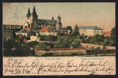 AK Posen, Dom und Palais des Erzbischofs, Panorama
