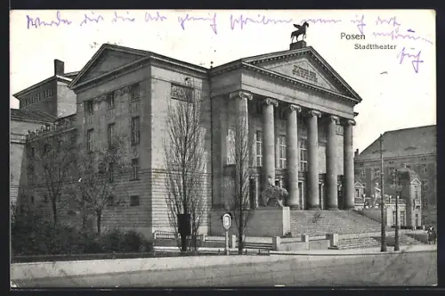 AK Posen / Poznan, Seitenansicht des Stadttheaters