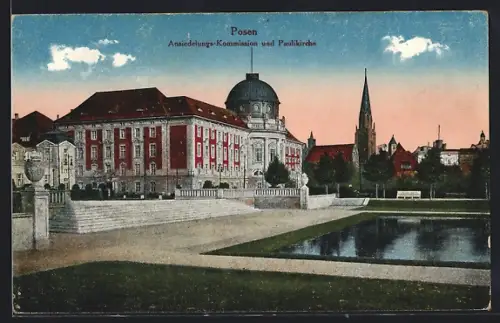 AK Posen / Poznan, Ansiedlungs-Kommission und Paulikirche