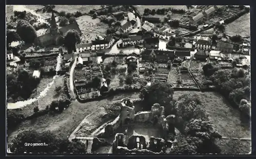 AK Grossmont, Teilansicht mit Ruine, Fliegeraufnahme