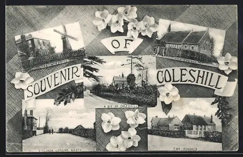 AK Coleshill, Windmill, Church, Schools, Village looking North