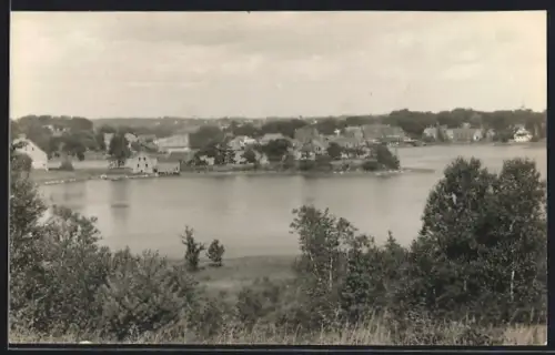 AK Damariscotta, ME, Ortspanorama mit Gewässer