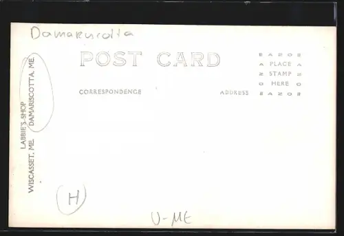 AK Damariscotta, ME, Ortspanorama mit Gewässer