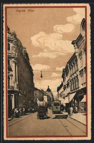 AK Zagreb, Ilica, Strassenbahn